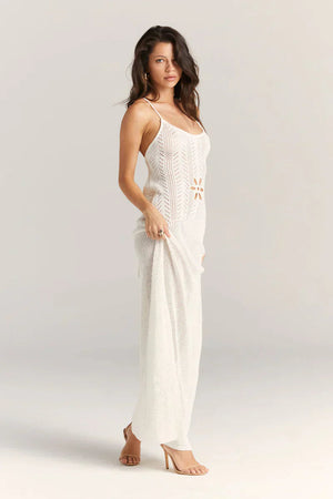 Women's Knit Maxi Dress – Floral Cutout, Spaghetti Strap-83282-b81bc6fa-bcc4-4a67-b404-bfa3d449a70f