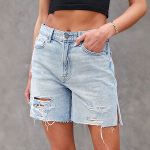 Women's Distressed Denim Shorts – Modern Fit, Side Slit Style, Sydney Wardrobe-83378-ba7d56dd-1372-44fd-b562-c45fa8b0de7f