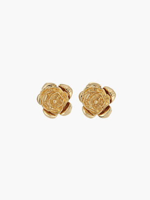 Women's Stud Earrings – Rose Design, Polished Gold Metal, Elegant Style-77144-c2427287-8f16-4521-bf88-fa658500f3c7