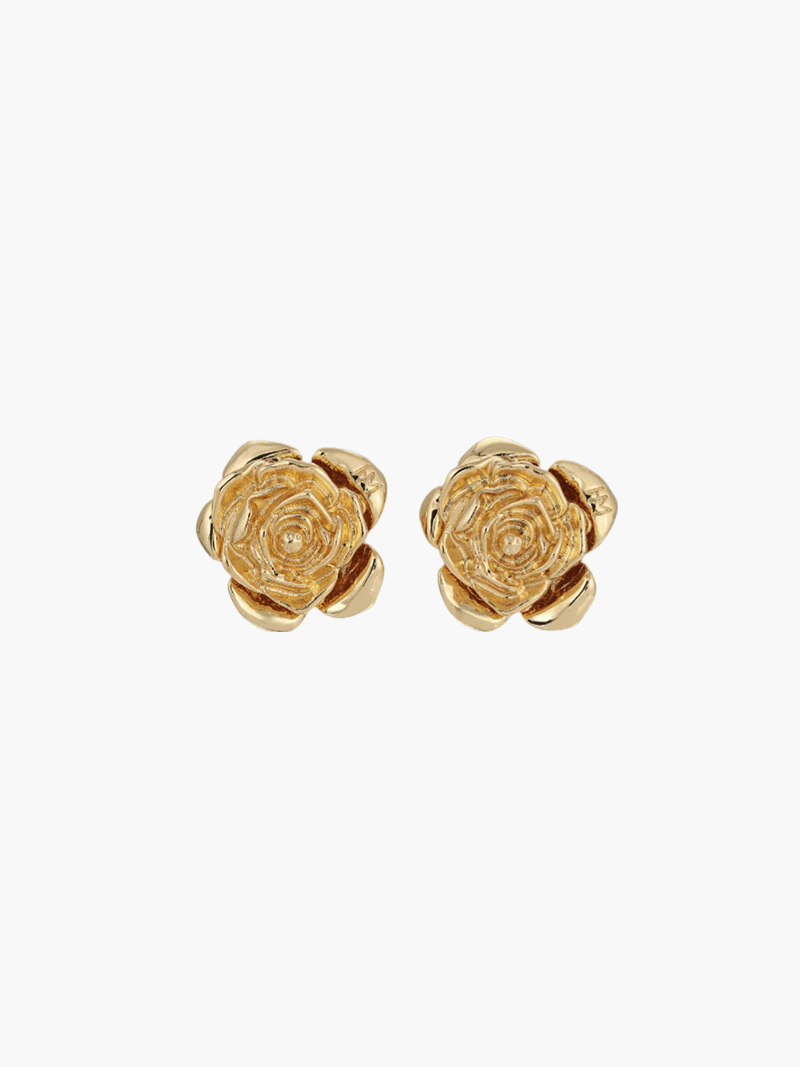 Women's Stud Earrings – Rose Design, Polished Gold Metal, Elegant Style-77144-c2427287-8f16-4521-bf88-fa658500f3c7