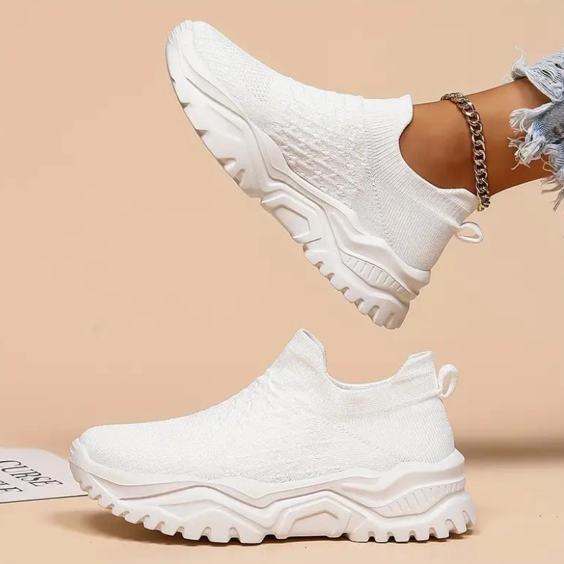 Women's Slip-On Sneakers – Breathable Knit, Chunky Sole, Athleisure Style-82673-cd74425f-26b2-4d28-ad7b-755050fa8a1e