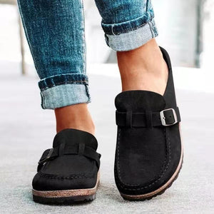 Women's Clogs – Suede Upper, Cork Sole, Adjustable Buckle, Slip-On, Casual Style-83205-d0250fd9-db3a-4422-bb85-b9560eb43b6a