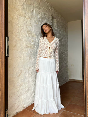 Women's White Lace Top – Square Neckline, Flared Sleeves, Bohemian Style, Sydney Wardrobe-81554-d277c365-23ca-41c4-a92b-842b82c05eeb