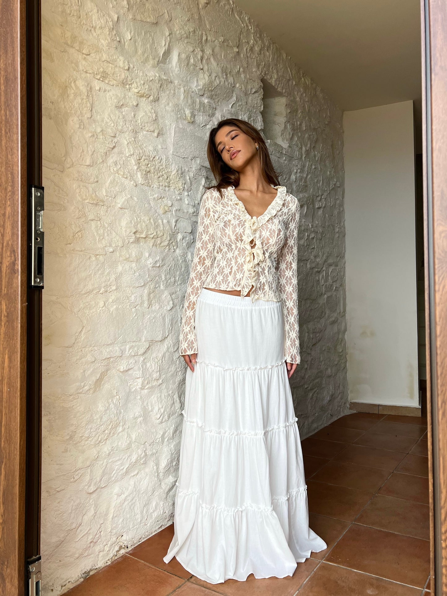 Women's White Lace Top – Square Neckline, Flared Sleeves, Bohemian Style, Sydney Wardrobe-81554-d277c365-23ca-41c4-a92b-842b82c05eeb