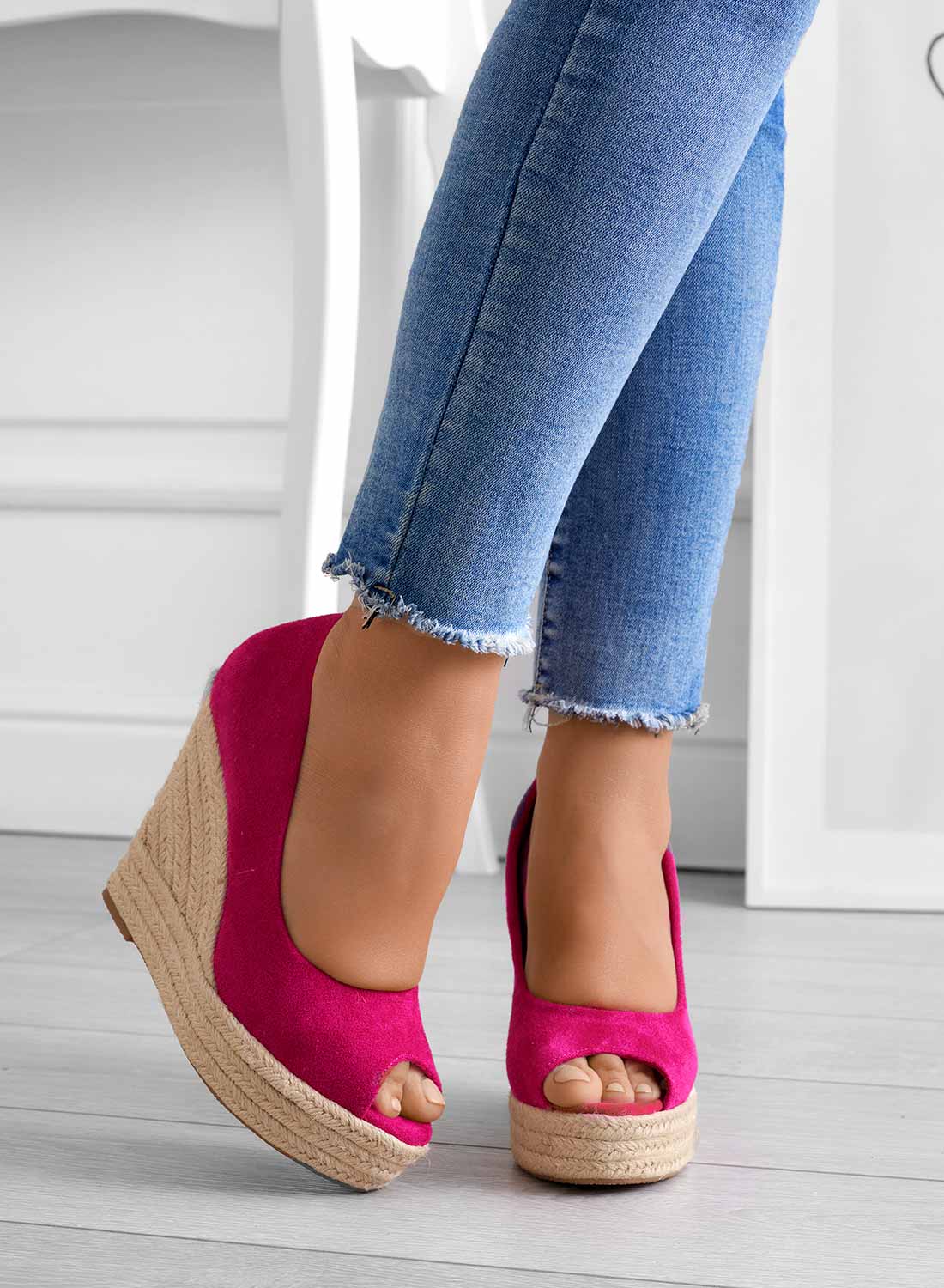 Women's Black Open-Toe Wedge Sandals with Rope Platform Sole-83368-d391c4e2-e7fe-440b-af2f-5d8a9a1940df