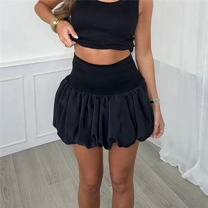 Women's Mini Skirt – High-Waisted Bubble Hem, Trendy Silhouette-83340-d7d39f63-0727-44ed-8eff-7d58c50755a6