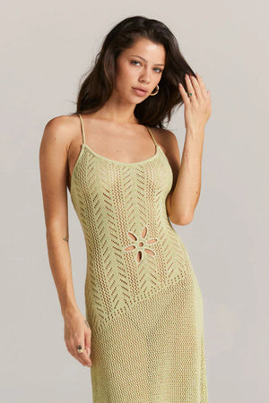 Women's Knit Maxi Dress – Floral Cutout, Spaghetti Strap-83282-e3c37993-f665-4041-9e3d-1ea516cd5fdf