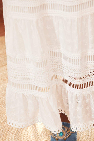 Women's White Tiered Maxi Skirt – Cotton Lace, Scalloped Hem-80833-e80f6162-a3a6-48a6-aed4-3cde2387aa85