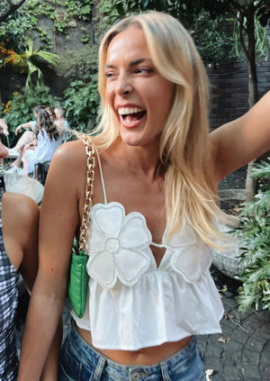 Women's Halter Top – Floral Rhinestone Embellished, Ruffled Peplum, Satin-77127-e96cfd73-8090-471b-94cc-3ee2ac69b560