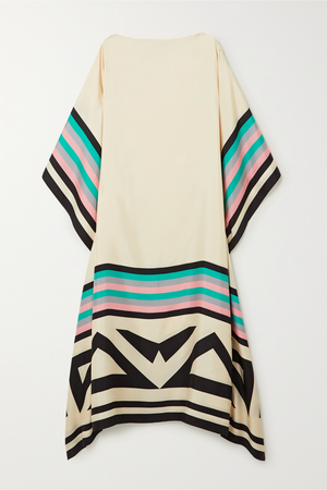 Women's Color-Block Caftan Midi Dress – Silk Blend, Asymmetrical Hem-83243-ea36add6-7cf9-49c9-8eda-7e43262f7483