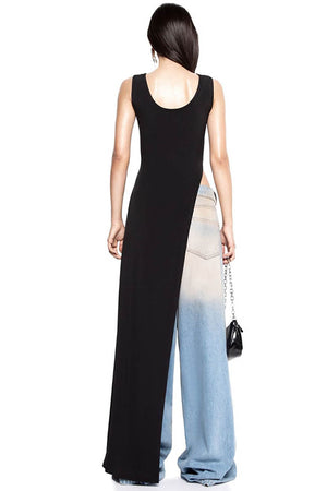 Women's Sleeveless Slit Top – Asymmetrical Hem, Fitted, Black, Red, White-81088-eb32bce6-6966-4721-b835-919191f17e72