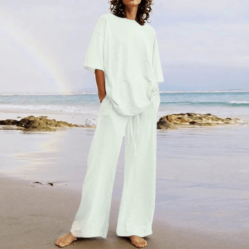 Women's Aqua Blue Two-Piece Activewear Set – Relaxed Fit, Wide-Leg Pants, Cotton Blend-67666-ec8c1145-ab6c-42b1-867d-82508eae70ee