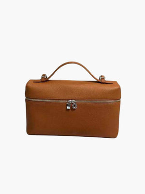 Women's Structured Leather Handbag – Top Handle, Detachable Strap, Padlock Detail, Black-77181-ed1bcdea-56a9-4ad0-9031-da70bd06f1d0