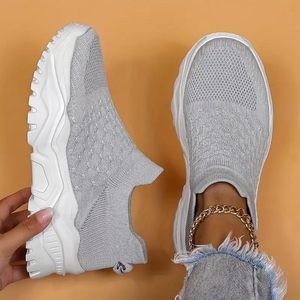 Women's Slip-On Sneakers – Breathable Knit, Chunky Sole, Athleisure Style-82673-efea3dc7-e893-40e6-a0b8-9b3658f00ea5