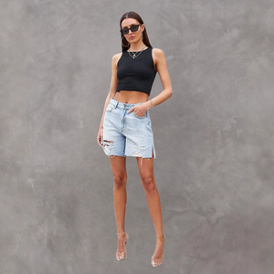 Women's Distressed Denim Shorts – Modern Fit, Side Slit Style, Sydney Wardrobe-83378-f1ab7d81-d508-454a-9c83-70c32e842cab