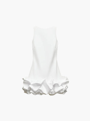 Women's White Mini Dress – Sleeveless, Ruffled Hem, Satin Polyester-77236-f1fafb0b-f67b-412d-ac6f-de6b5cec8ae6