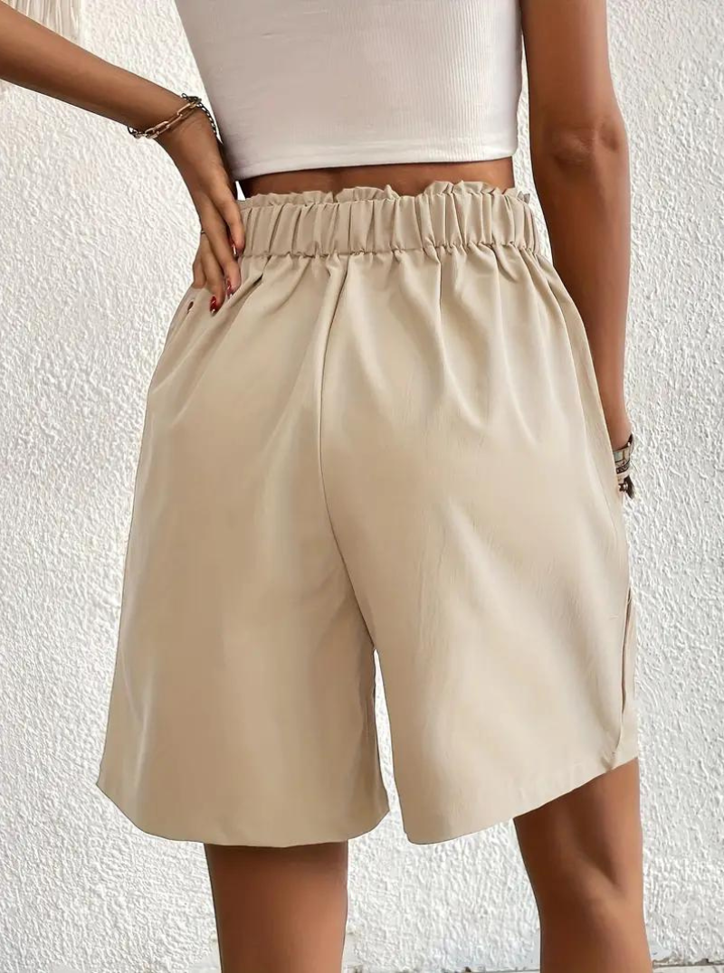 Women's Shorts – High-Waisted, Pleated Front, Functional Pockets, Versatile Style-82558-f24529cf-7eb6-45a0-a1d8-d847d43c149e