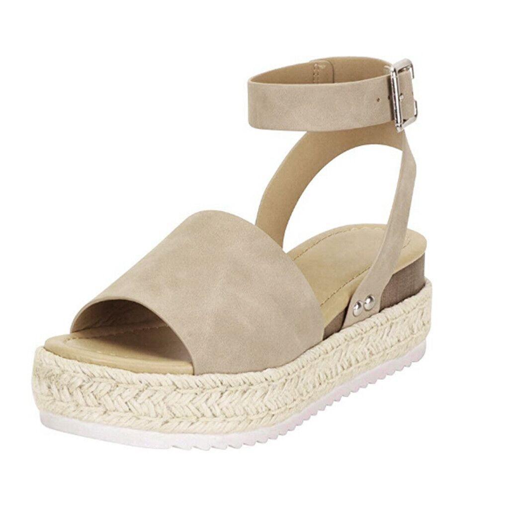 Women's Platform Sandals – Woven Jute Sole, Adjustable Ankle Strap, Open Toe-82622-f306bb68-4315-4669-93d5-77f6de153d0c