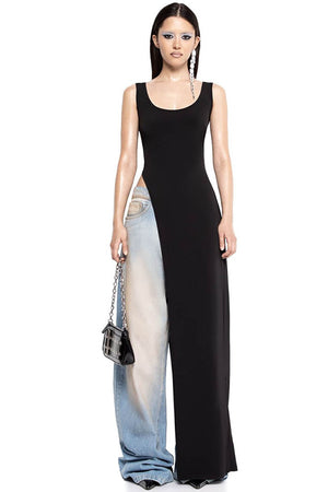 Women's Sleeveless Slit Top – Asymmetrical Hem, Fitted, Black, Red, White-81088-f3e0af00-38c3-4556-bf09-ed4fdc1a97f6