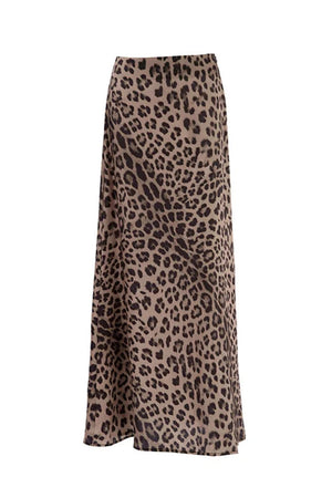 Women's Beige Leopard Print Maxi Skirt – Flowing Lightweight Silhouette-80313-f6e330f3-81cb-4efc-9ca3-cee9d0fb8869