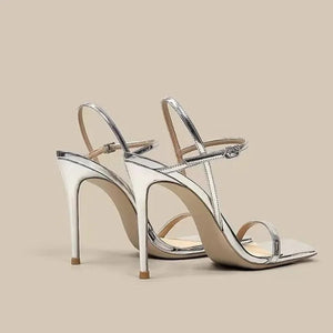 Women's High Heel Sandals – Metallic Stiletto, Adjustable Ankle Strap, Open Toe-76998-faeeeb62-52b6-48f9-b1b6-4c57684dc8ea